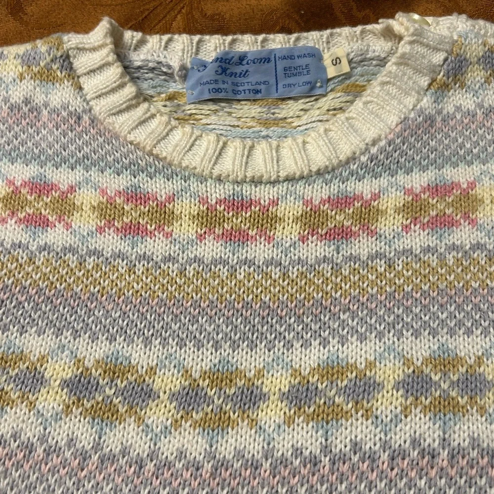 Fair Isle Style Hand Loom Scotland Woman’s Cozy Sweater Size Small Vintage EUC - Picture 10 of 11